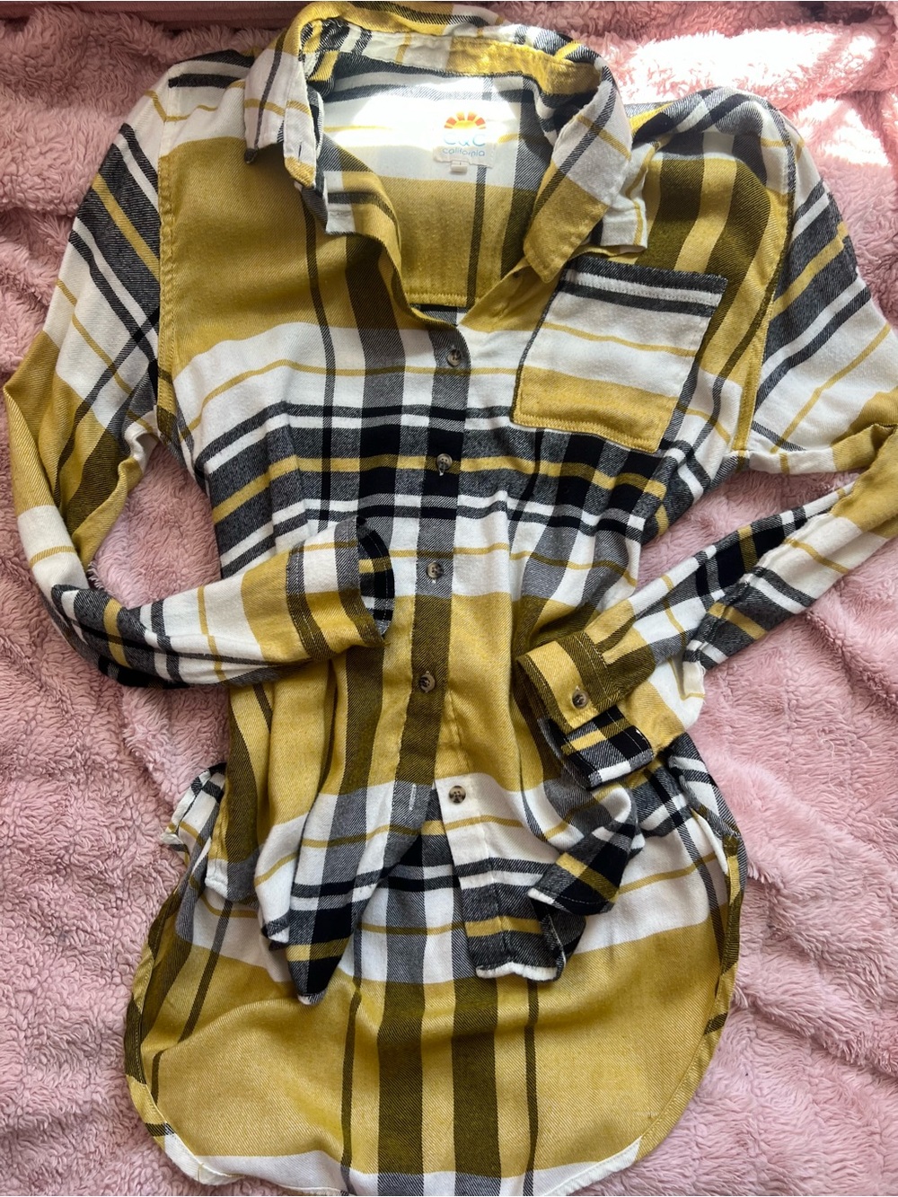 C&C California Yellow Plaid Button Front Shirt | Size L | EUC | Fall Layers 🍂